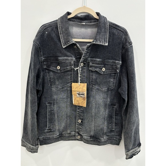 Black Other - NEW Black Denim Trucker Jacket Men's XL Classic Button Front Art Streetwear